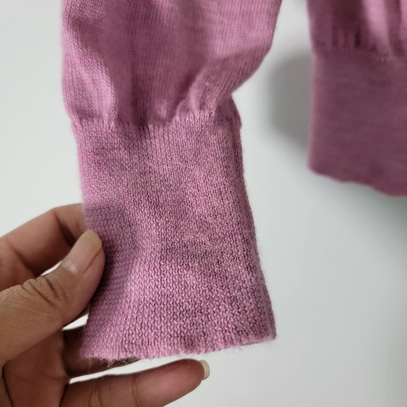 Talbot's Women's Pink/Gray/White Argile Button-Front Sweater Sz M Merino Wool - Picture 5 of 12